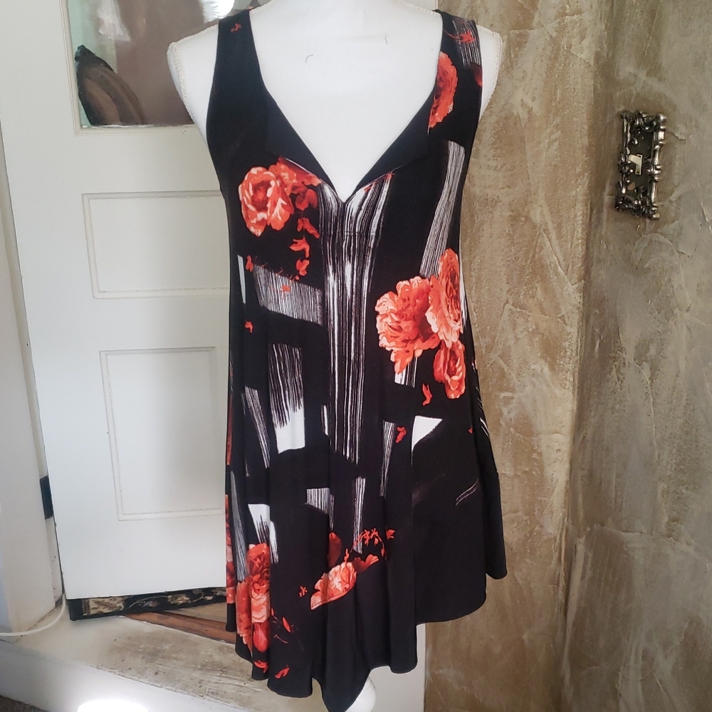 Vera Wang Orange Asymmetrical Sleeveless Tank Dress